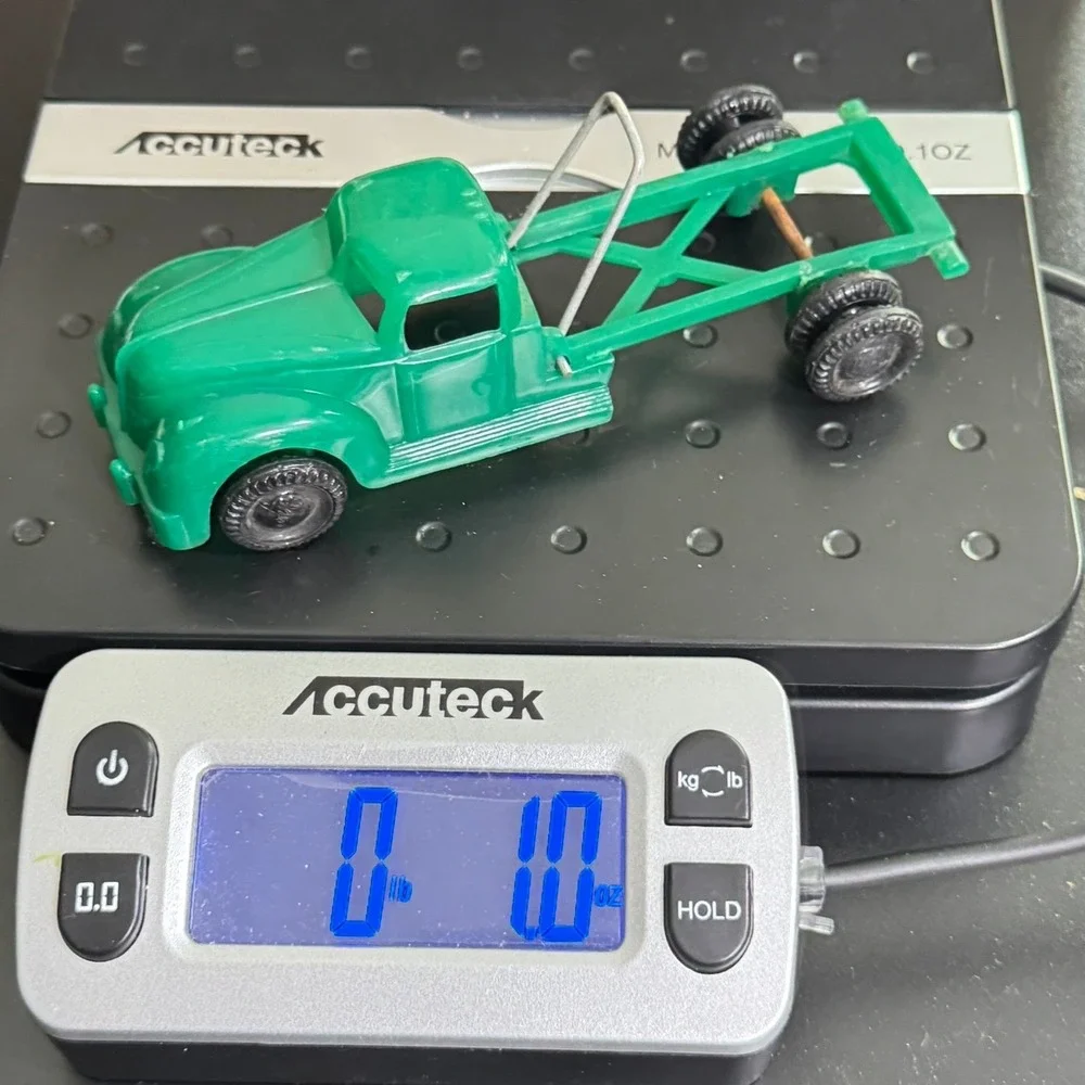 Vintage Ideal Green Plastic Dump Truck Cab N Chassis Metal Attachment USA I-662